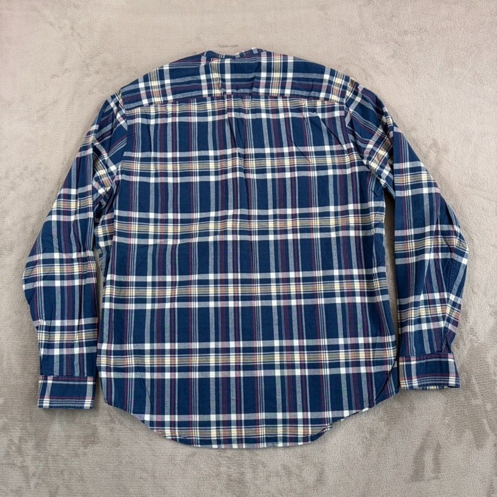 Abercrombie & Fitch Blade Mandarin Collar Shirt in Blue Plaid Men 2XL Preppy - Picture 3 of 7